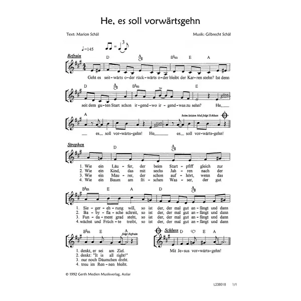 Produktbild des Artikels He, es soll vorwärtsgehn (Noten - Download)