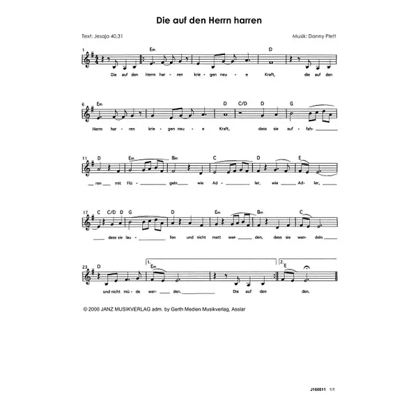 Produktbild des Artikels Die auf den Herrn harren (Noten - Download)