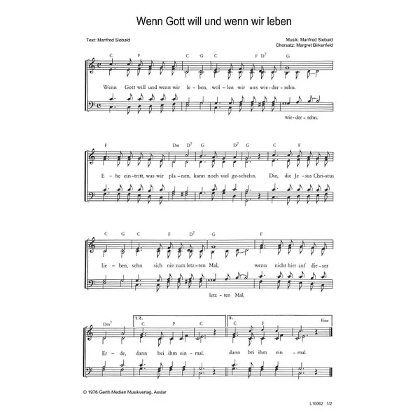 Produktbild des Artikels Wenn Gott will und wenn wir leben (Noten - Download)