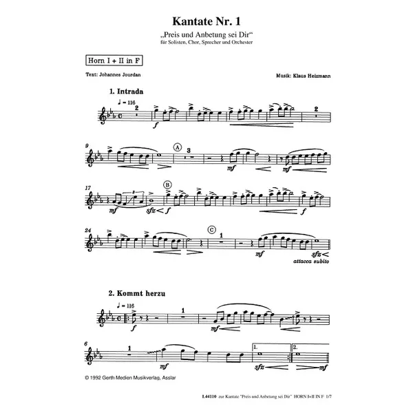 Produktbild des Artikels Preis und Anbetung sei Dir (Horn 1+2 in F) (Noten - Download)