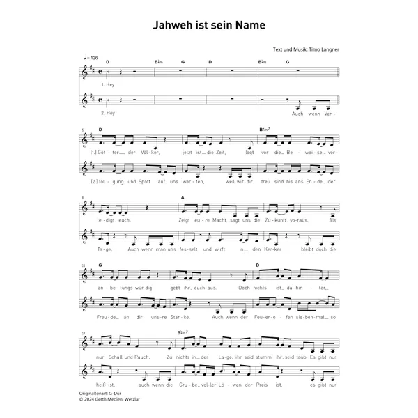 Produktbild des Artikels Jahweh ist sein Name (Noten - Download)