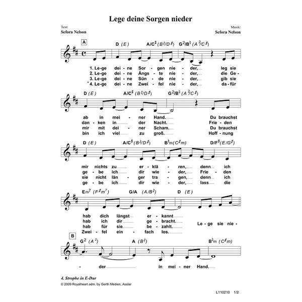 Produktbild des Artikels Lege deine Sorgen nieder (Noten - Download)