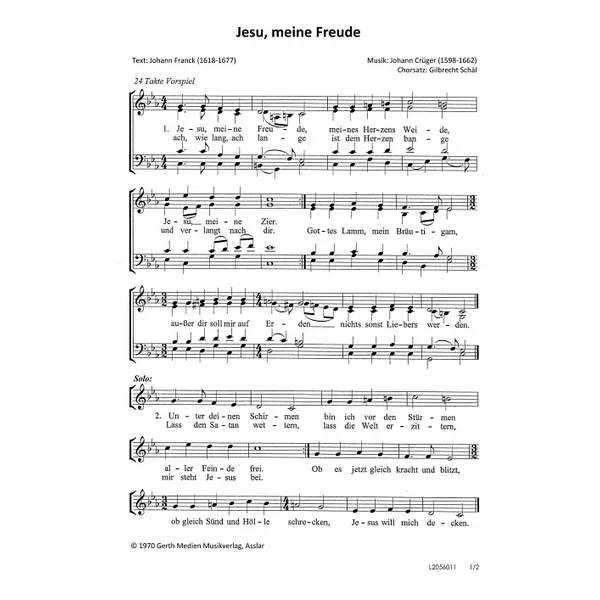Produktbild des Artikels Jesu meine Freude (Noten - Download)