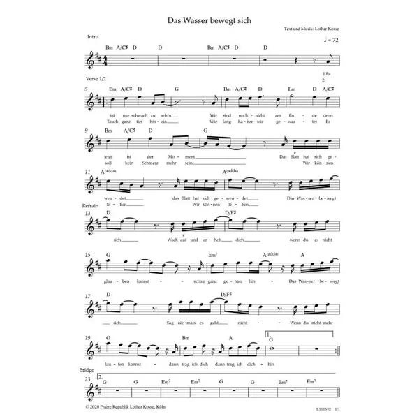 Produktbild des Artikels Das Wasser bewegt sich (Noten - Download)