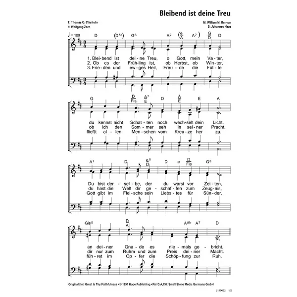 Produktbild des Artikels Bleibend ist deine Treu (Noten - Download)