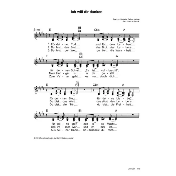 Produktbild des Artikels Ich will dir danken (Noten - Download)