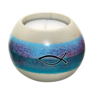 Produktbild des Artikels Teelichthalter aus Speckstein "Ichthys" - blau ()