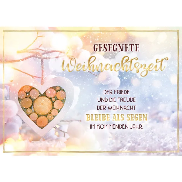 Produktbild des Artikels Postkartenserie "Gesegnete Weihnachtszeit - Holzherz" 10 Stk. (Schreibwaren)
