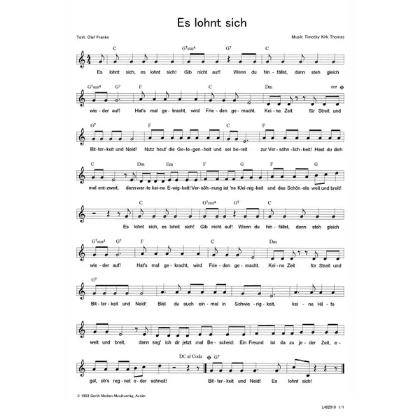 Produktbild des Artikels Es lohnt sich (Noten - Download)