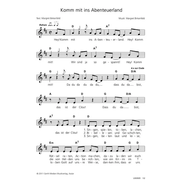 Produktbild des Artikels Komm mit ins Abenteuerland (Noten - Download)