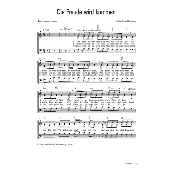Produktbild des Artikels Die Freude wird kommen (Noten - Download)