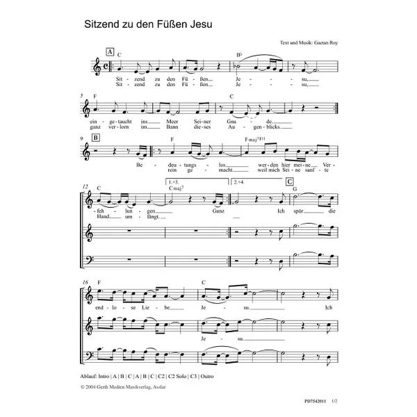 Produktbild des Artikels Sitzend zu den Füßen Jesu (Noten - Download)