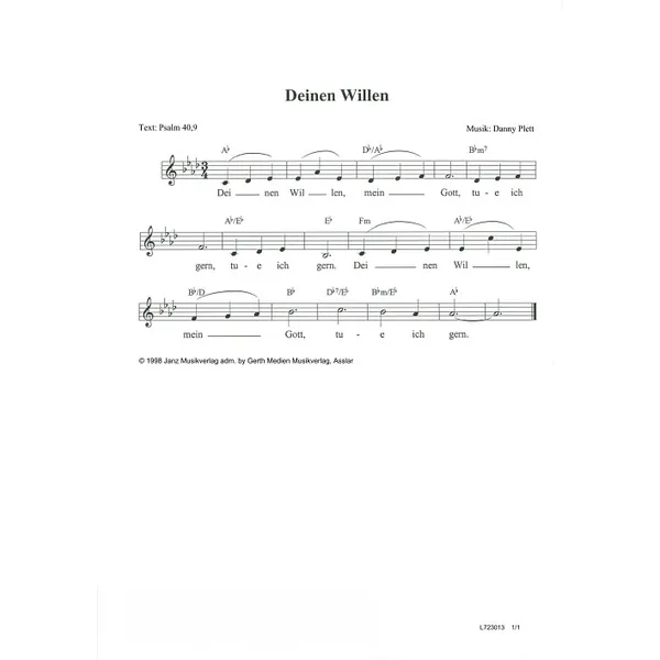 Produktbild des Artikels Deinen Willen (Noten - Download)