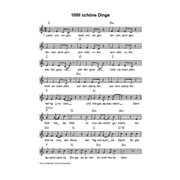 Produktbild des Artikels 1000 schöne Dinge (Noten - Download)