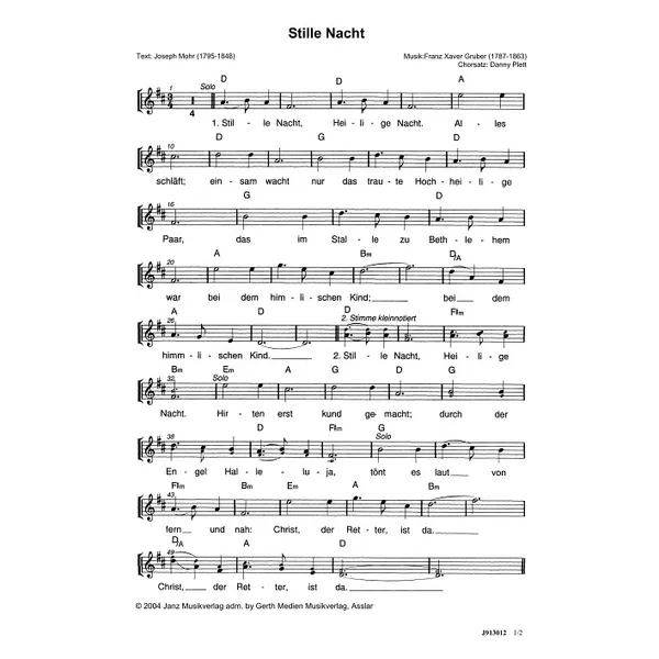 Produktbild des Artikels Stille Nacht, heilige Nacht (Noten - Download)