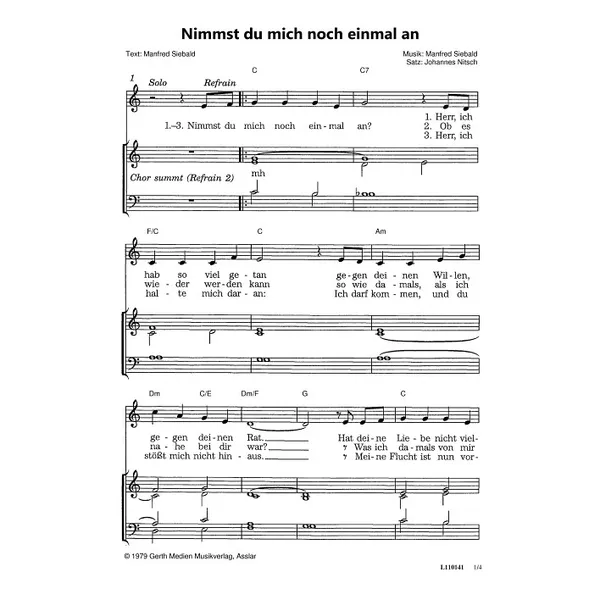 Produktbild des Artikels Nimmst du mich noch einmal an (Noten - Download)