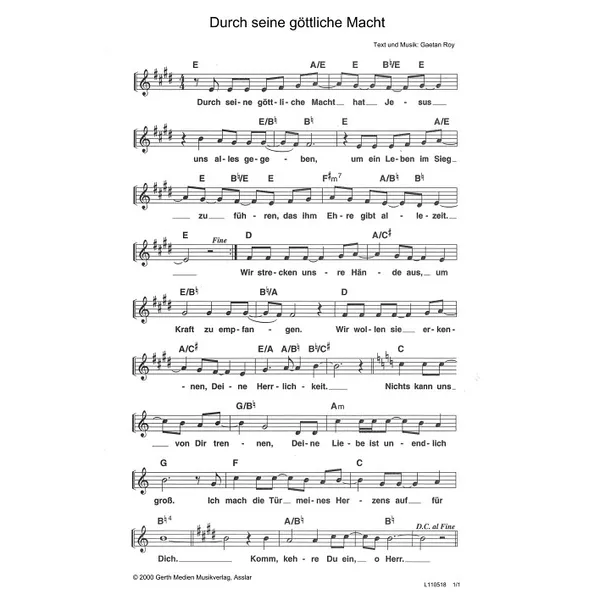 Produktbild des Artikels Durch seine göttliche Macht (Noten - Download)