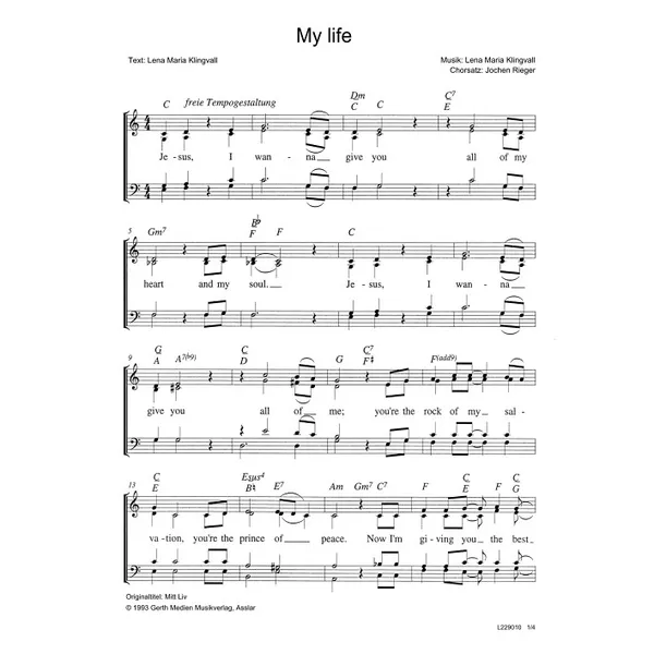 Produktbild des Artikels My Life (Noten - Download)