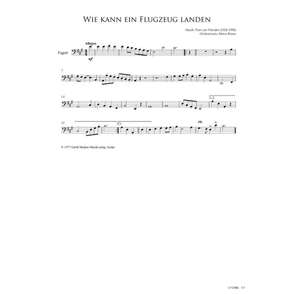 Produktbild des Artikels Wie kann ein Flugzeug landen (Fagott) (Noten - Download)