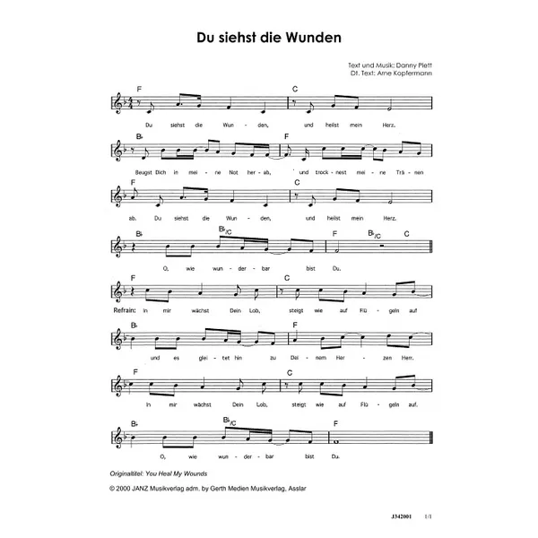 Produktbild des Artikels Du siehst die Wunden (Noten - Download)