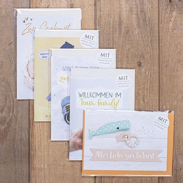 Produktbild des Artikels Doppelkartenset - Geburt 5 Stk. (Schreibwaren)