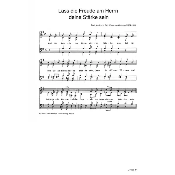 Produktbild des Artikels Lass die Freude am Herrn deine Stärke sein (Noten - Download)
