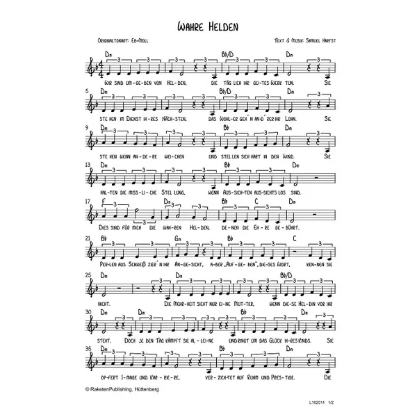 Produktbild des Artikels Wahre Helden (Noten - Download)