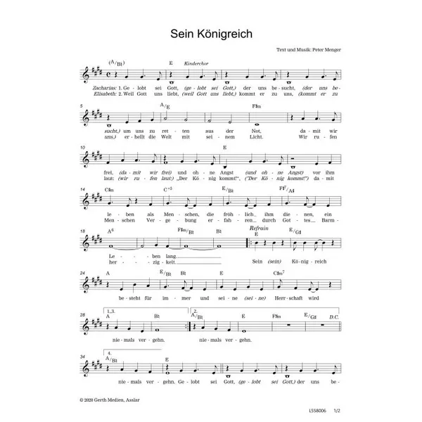 Produktbild des Artikels Sein Königreich (Noten - Download)