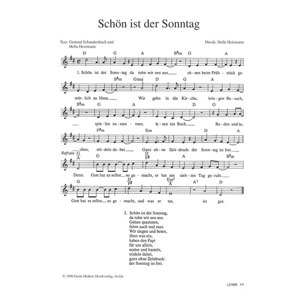 Produktbild des Artikels Schön ist der Sonntag (Noten - Download)