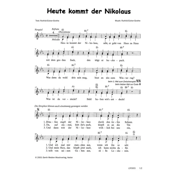 Produktbild des Artikels Heute kommt der Nikolaus (Noten - Download)