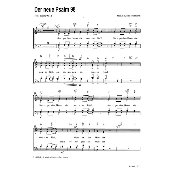 Produktbild des Artikels Der neue Psalm 98 (Noten - Download)