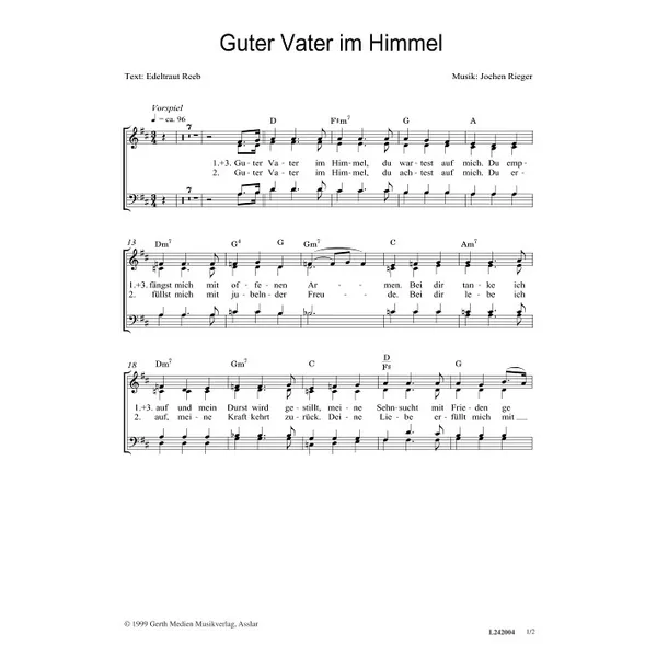 Produktbild des Artikels Guter Vater im Himmel (Noten - Download)