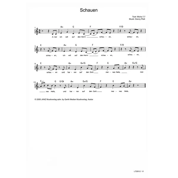 Produktbild des Artikels Schauen (Noten - Download)