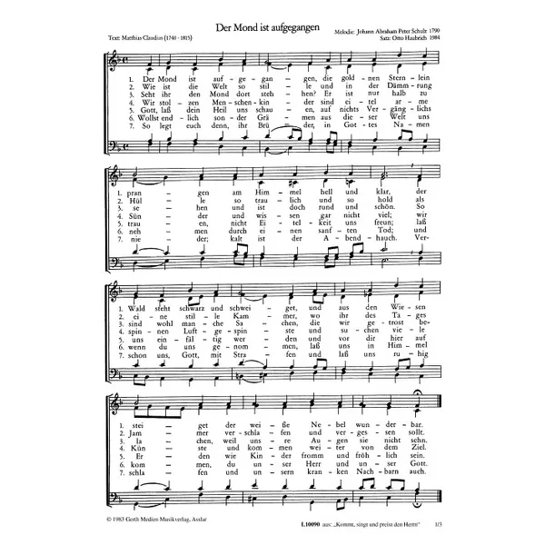 Produktbild des Artikels Der Mond ist aufgegangen (Noten - Download)