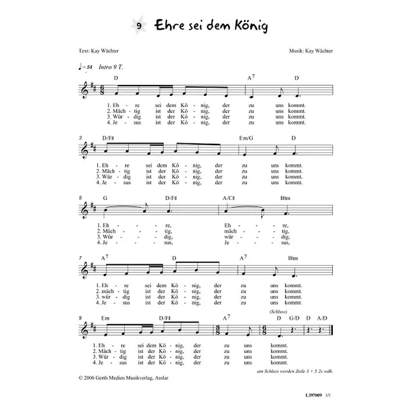 Produktbild des Artikels Ehre sei dem König (Noten - Download)