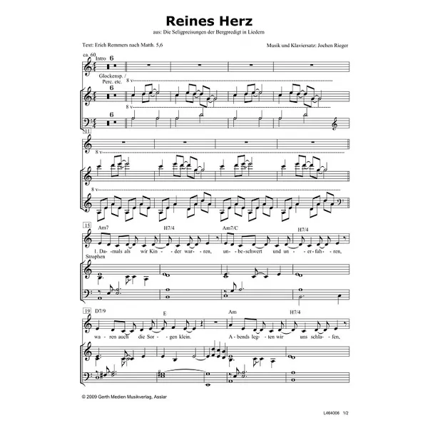 Produktbild des Artikels Reines Herz (Noten - Download)