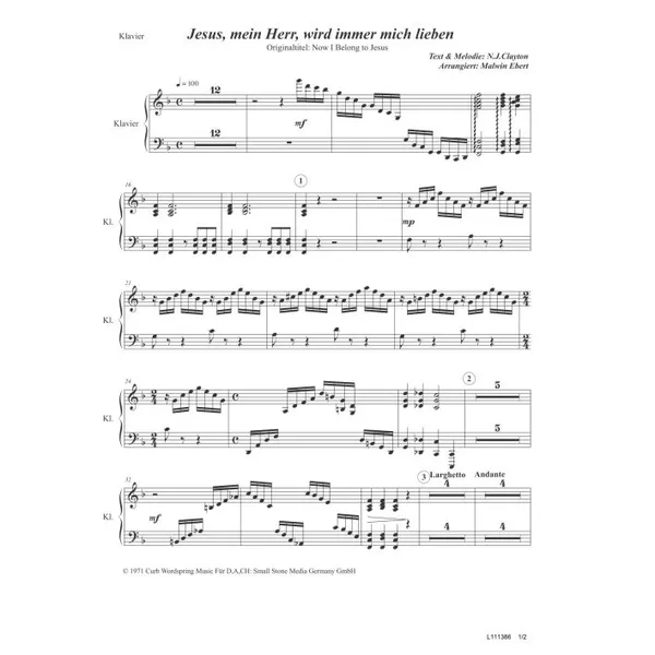 Produktbild des Artikels Jesus, mein Herr, wird immer mich lieben (Klavier) (Noten - Download)