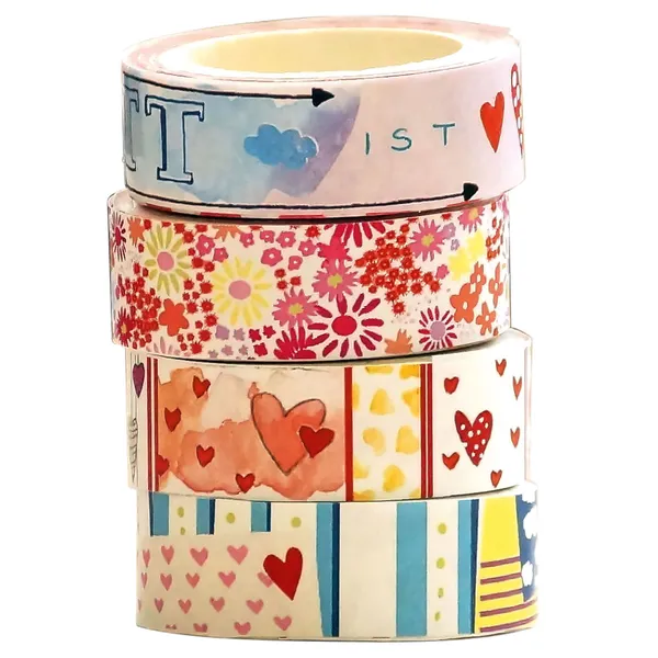 Produktbild des Artikels Washi Tapes Set Blumen und Herzen ()