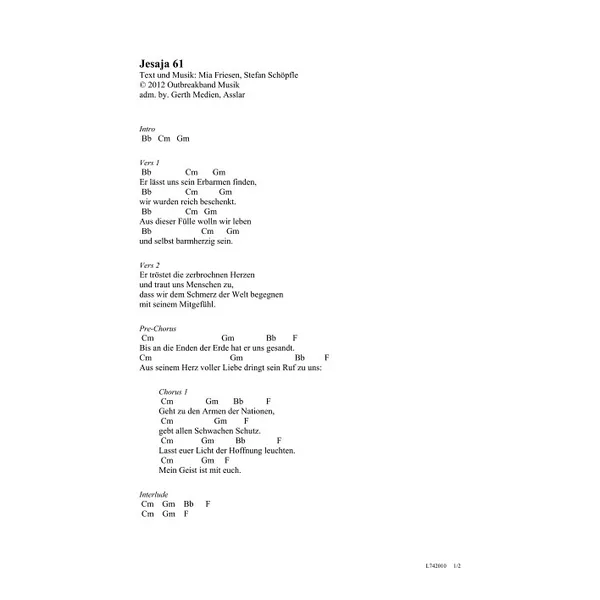 Produktbild des Artikels Jesaja 61 (Noten - Download)