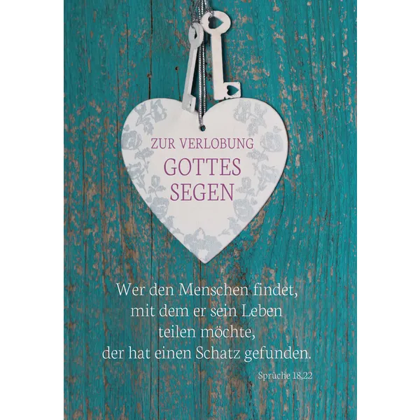 Produktbild des Artikels Faltkarte "Zur Verlobung Gottes Segen" - 5er-Pack (Schreibwaren)