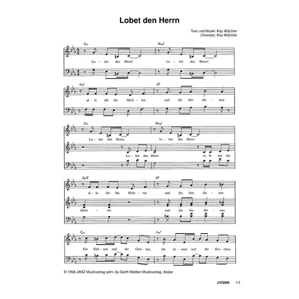 Produktbild des Artikels Lobet den Herrn (Noten - Download)