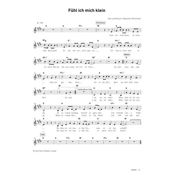 Produktbild des Artikels Fühl ich mich klein (Noten - Download)