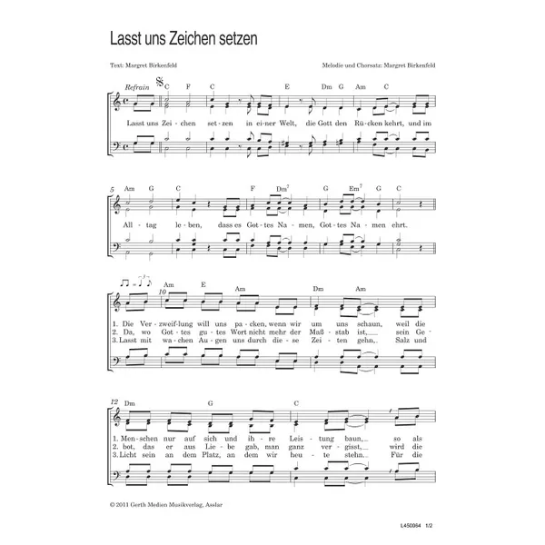 Produktbild des Artikels Lasst uns Zeichen setzen (Noten - Download)