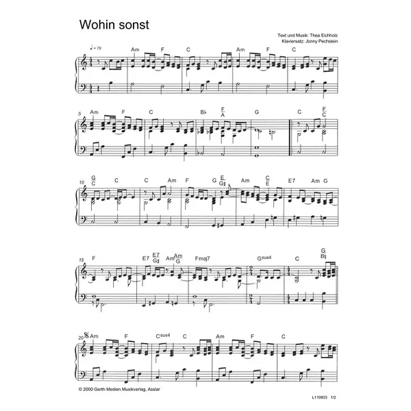 Produktbild des Artikels Wohin sonst (Noten - Download)