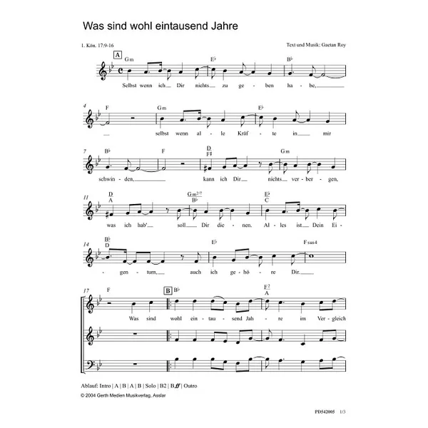 Produktbild des Artikels Was sind wohl eintausend Jahre (Noten - Download)