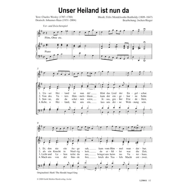 Produktbild des Artikels Unser Heiland ist nun da (Noten - Download)