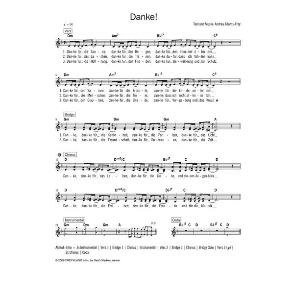 Produktbild des Artikels Danke! (Noten - Download)