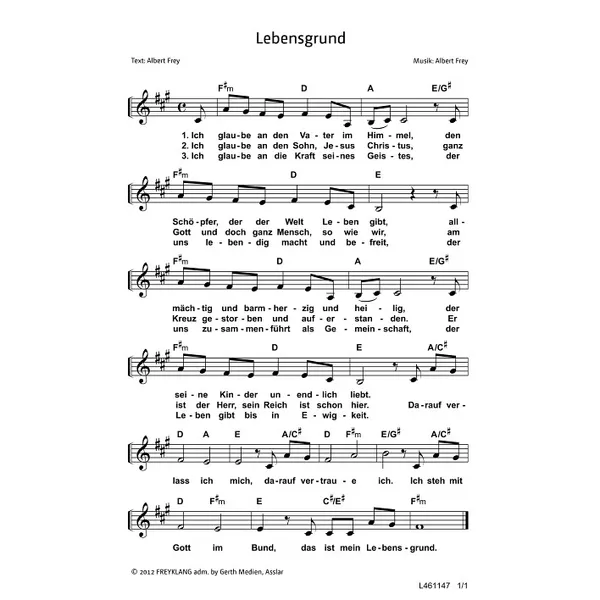 Produktbild des Artikels Lebensgrund (Noten - Download)