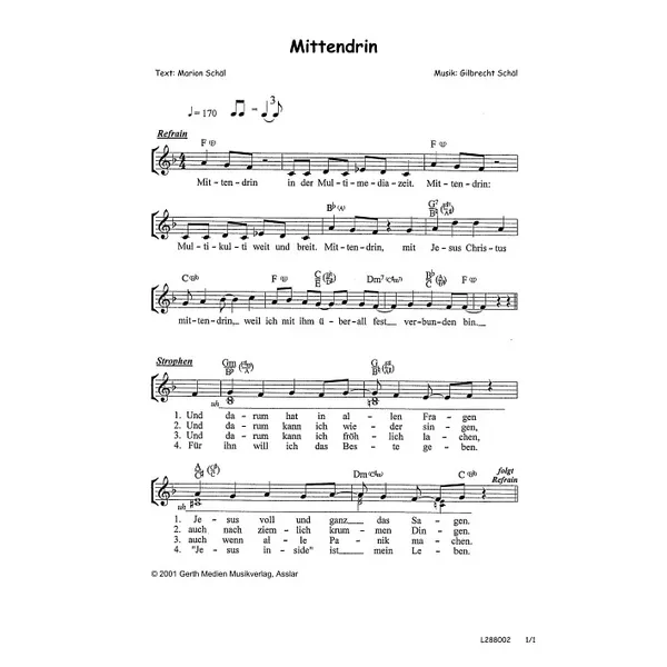 Produktbild des Artikels Mittendrin (Noten - Download)