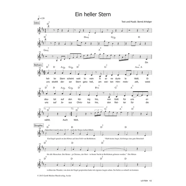 Produktbild des Artikels Ein heller Stern (Noten - Download)